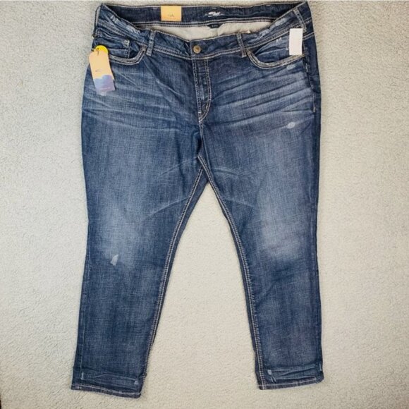 Silver Jeans Suki Ankle Slim Jeans Indigo Size 24/27 44 in NWT Curvy Fit Stretch - Picture 2 of 16